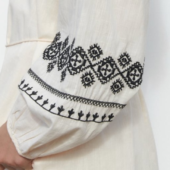 ZARA COTTON EMBROIDERED LONG TUNIC DRESS - Picture 6 of 11